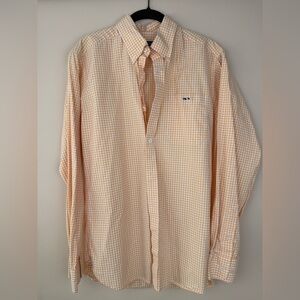 Men's Fish Hippie Orange Checkered Casual Button-Down Shirt